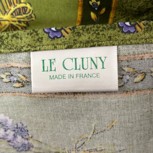 Le Cluny Lavender Green Coated Provencal Tablecloth Le Cluny Lavender 58" x 58" - Picture 2 of 4